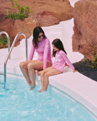 Long Sleeves Rashguard Top Solid - Pink Boudoir / Vilebrequin On sale