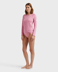 Long Sleeves Rashguard Top Solid - Pink Boudoir / Vilebrequin On sale