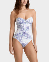 Bandeau One-piece Swimsuit Lavender - White / Vilebrequin New