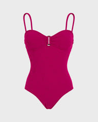Jacquard One-piece Swimsuit Roses - Red Crimson purple / Vilebrequin Online