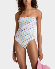 Bustier One-piece Swimsuit Micro Ronde des Tortues - White / Vilebrequin Discount