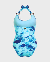 Halter One-piece Swimsuit Coral Reef - Blue Oxygene / Vilebrequin Sale
