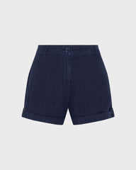 Linen Bermuda Shorts Solid - Blue Navy / Vilebrequin US