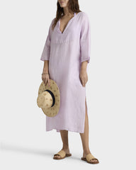 Linen Kaftan Solid - Purple Fleur / Vilebrequin Discount