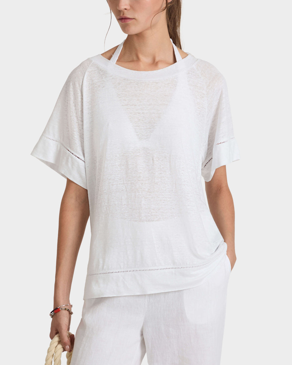 Linen T-shirt Solid - White / Vilebrequin Online
