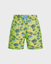Boys Ultra-light and packable Swim Trunks Fishies Drawing - Neon yellow / Vilebrequin Outlet