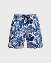 Boys Stretch Swim Trunks Island Flowers - White / Vilebrequin New