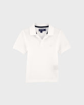Cotton Pique Boys Polo Shirt Solid - White Boys Polo Shirt / Vilebrequin On sale