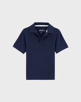 Cotton Pique Boys Polo Shirt Solid - Blue Navy Boys Polo Shirt / Vilebrequin For sale