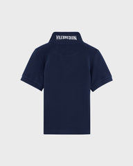 Cotton Pique Boys Polo Shirt Solid - Blue Navy Boys Polo Shirt / Vilebrequin For sale