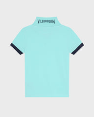 Boys Organic Cotton Polo Solid - Blue Oxygene / Vilebrequin Discount