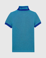 Boys Changing Color Cotton Pique Polo - Blue Marrakech / Vilebrequin US