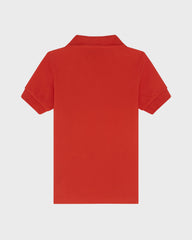Boys Pique Cotton Polo Embroidered Turtle - Poppy red / Vilebrequin Sale