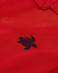 Boys Pique Cotton Polo Embroidered Turtle - Poppy red / Vilebrequin Sale