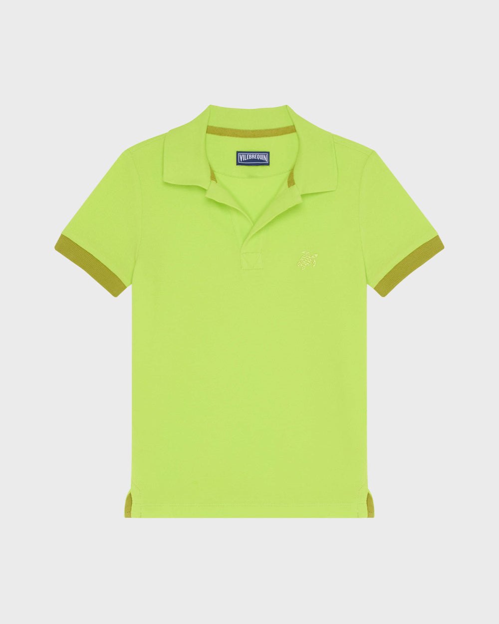 Boys Organic Cotton Polo Solid - Green Acide / Vilebrequin On sale
