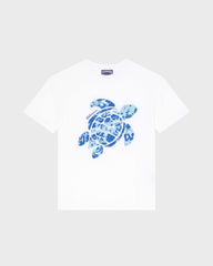 Boys Organic Cotton T-shirt Big Turtle Print - White / Vilebrequin Discount