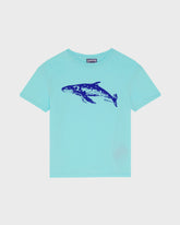 Boys Organic Cotton T-shirt Whale - Blue Oxygene / Vilebrequin Outlet
