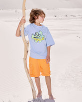 Boys Organic Cotton Oversize T-shirt Fish - Blue Cloudy / Vilebrequin New