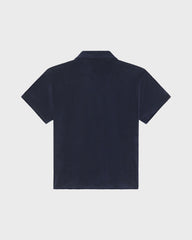 Boys Terry Bowling Shirt Embroidered Turtle - Blue Navy / Vilebrequin New