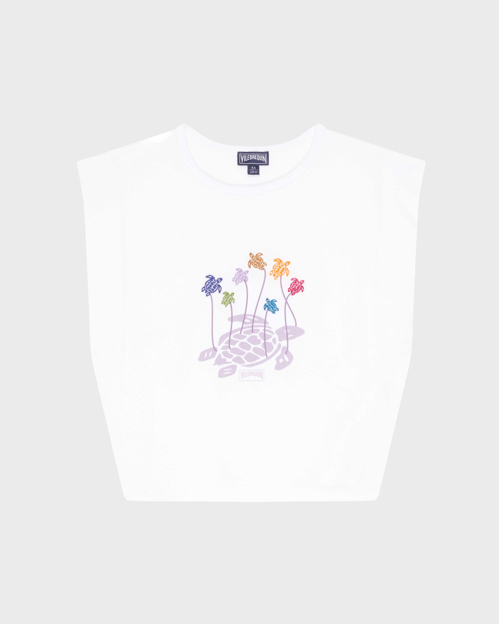 Girls Organic Cotton Tank Top Mini Turtle - White / Vilebrequin New