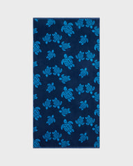 Organic Cotton Beach Towel Ronde des Tortues Jacquard - Blue Evening / Vilebrequin US