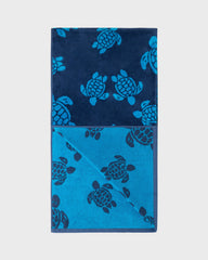 Organic Cotton Beach Towel Ronde des Tortues Jacquard - Blue Evening / Vilebrequin US