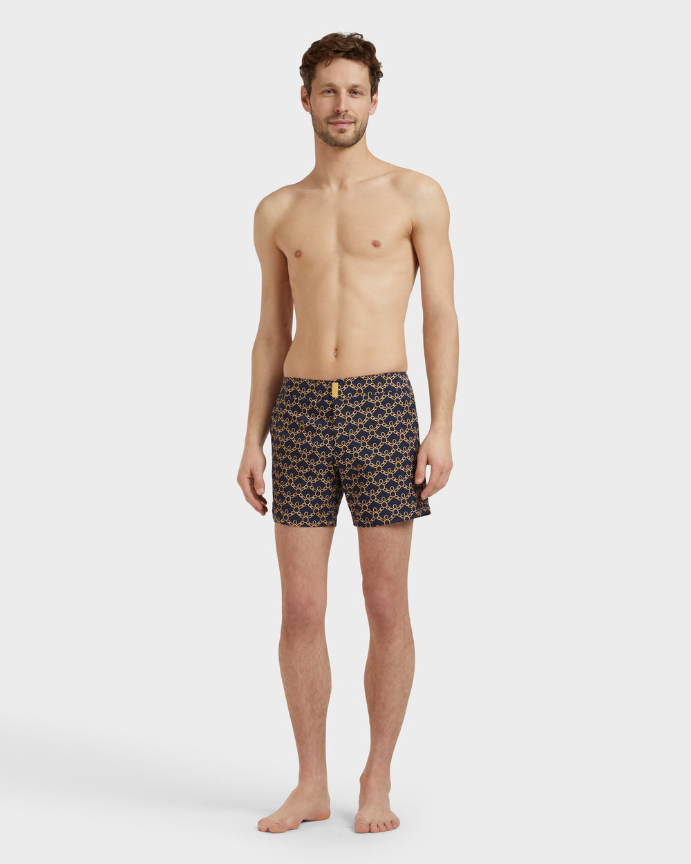 Stretch Short Flat Belt Swim Shorts Turtles Chain - Blue Navy / Vilebrequin Sale
