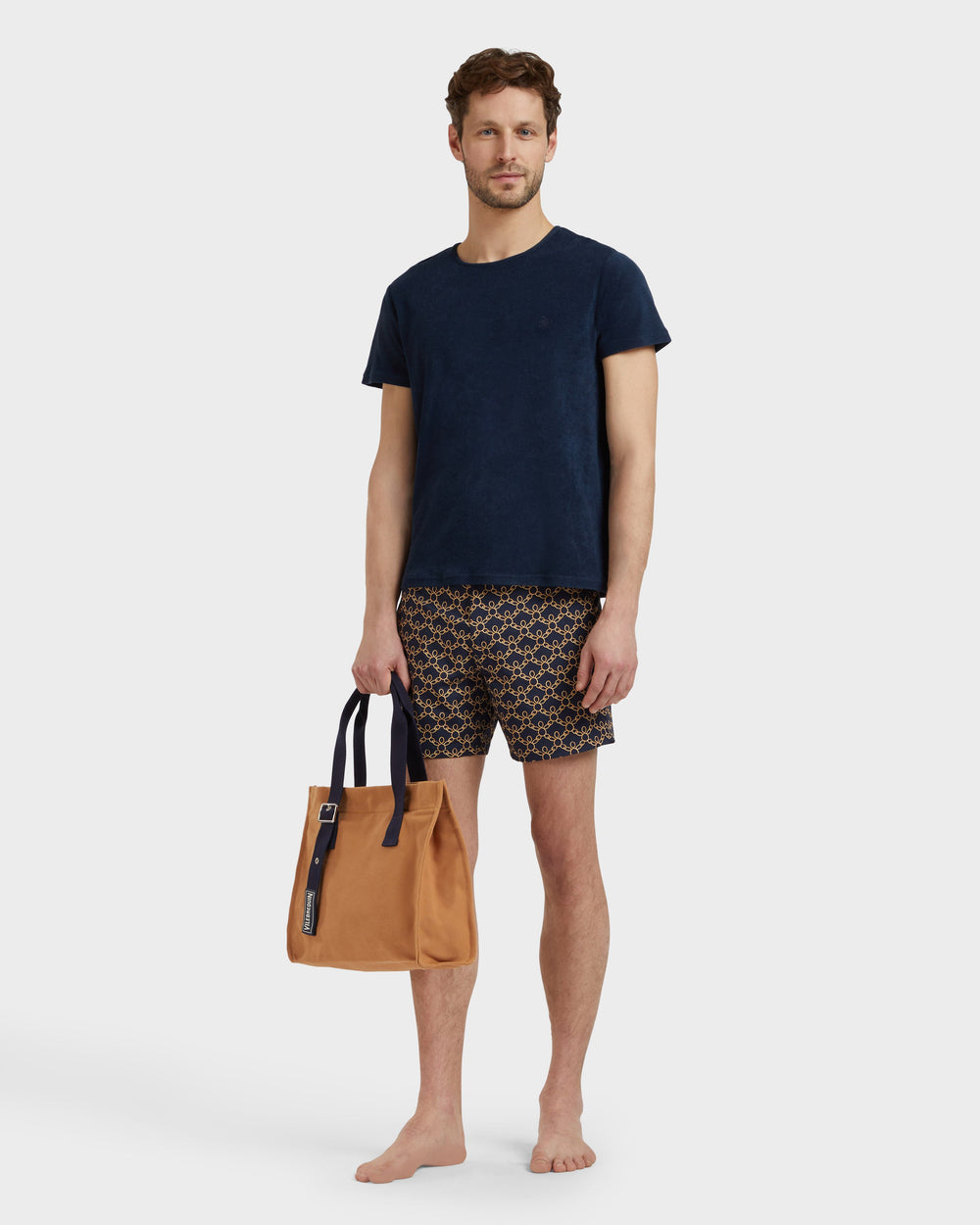Stretch Short Flat Belt Swim Shorts Turtles Chain - Blue Navy / Vilebrequin Sale