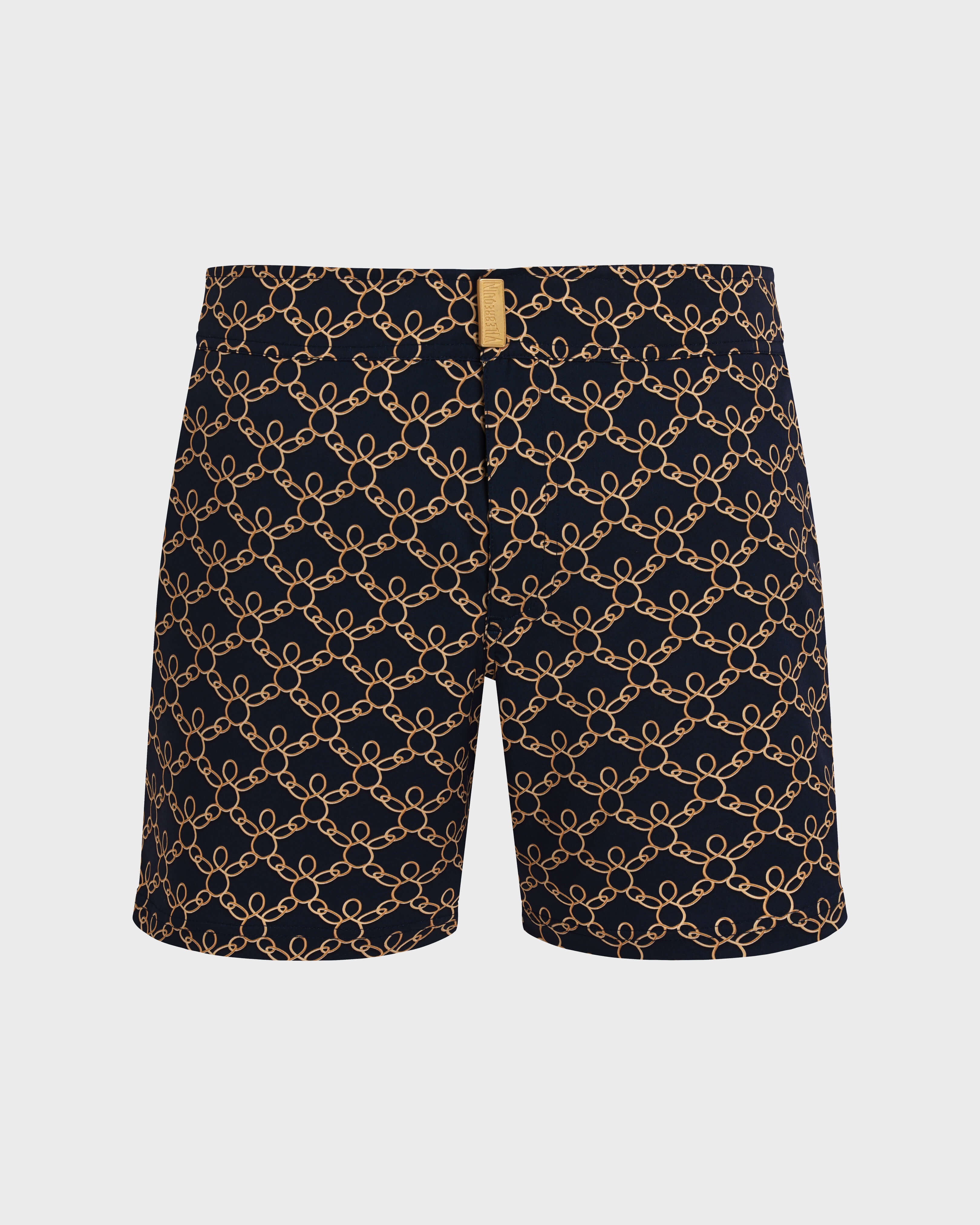 Stretch Short Flat Belt Swim Shorts Turtles Chain - Blue Navy / Vilebrequin Sale