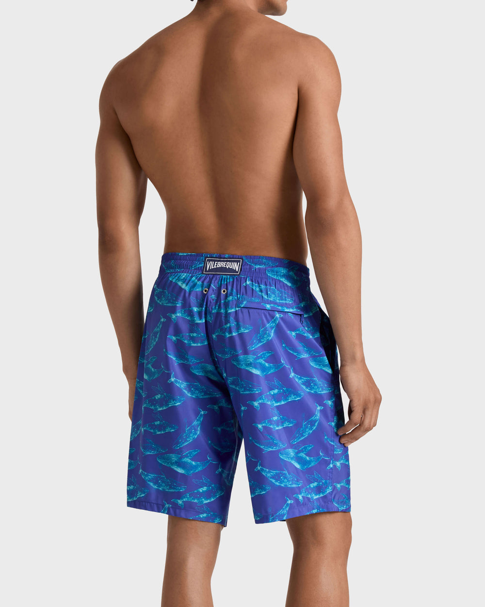Long Ultra-Light and Packable Swim Trunks Sparkling Whales - Blue Versailles / Vilebrequin On sale