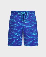 Long Ultra-Light and Packable Swim Trunks Sparkling Whales - Blue Versailles / Vilebrequin On sale
