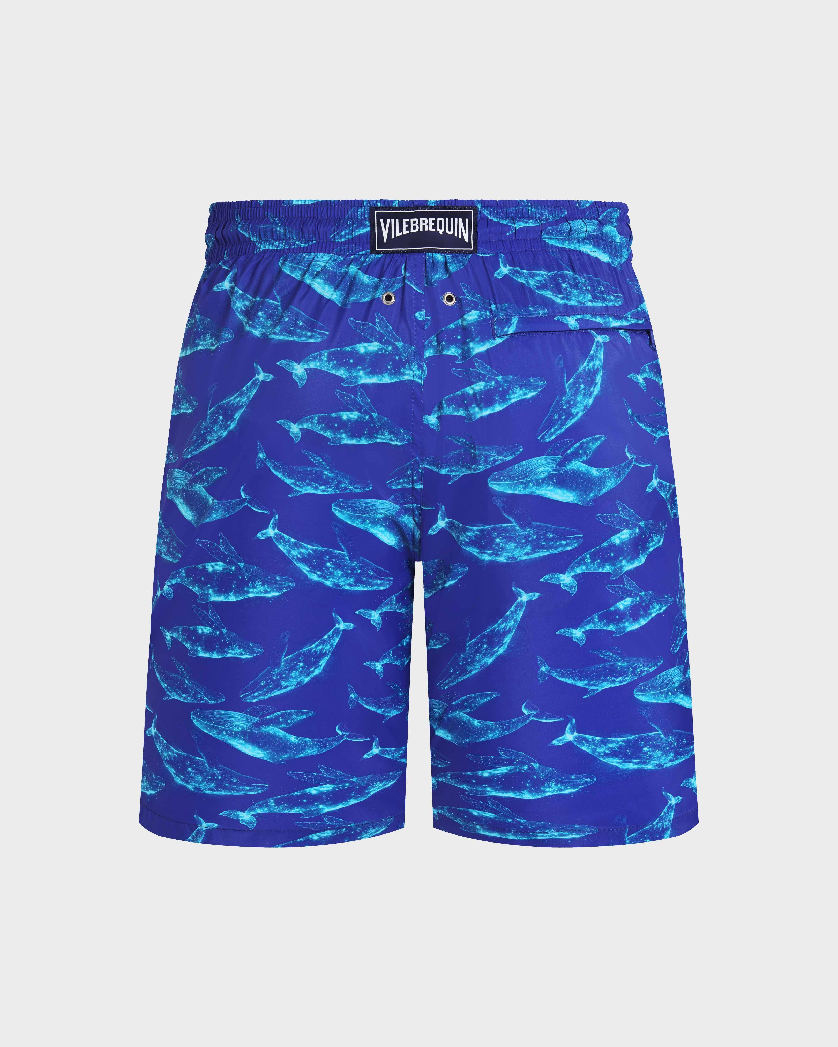 Long Ultra-Light and Packable Swim Trunks Sparkling Whales - Blue Versailles / Vilebrequin On sale