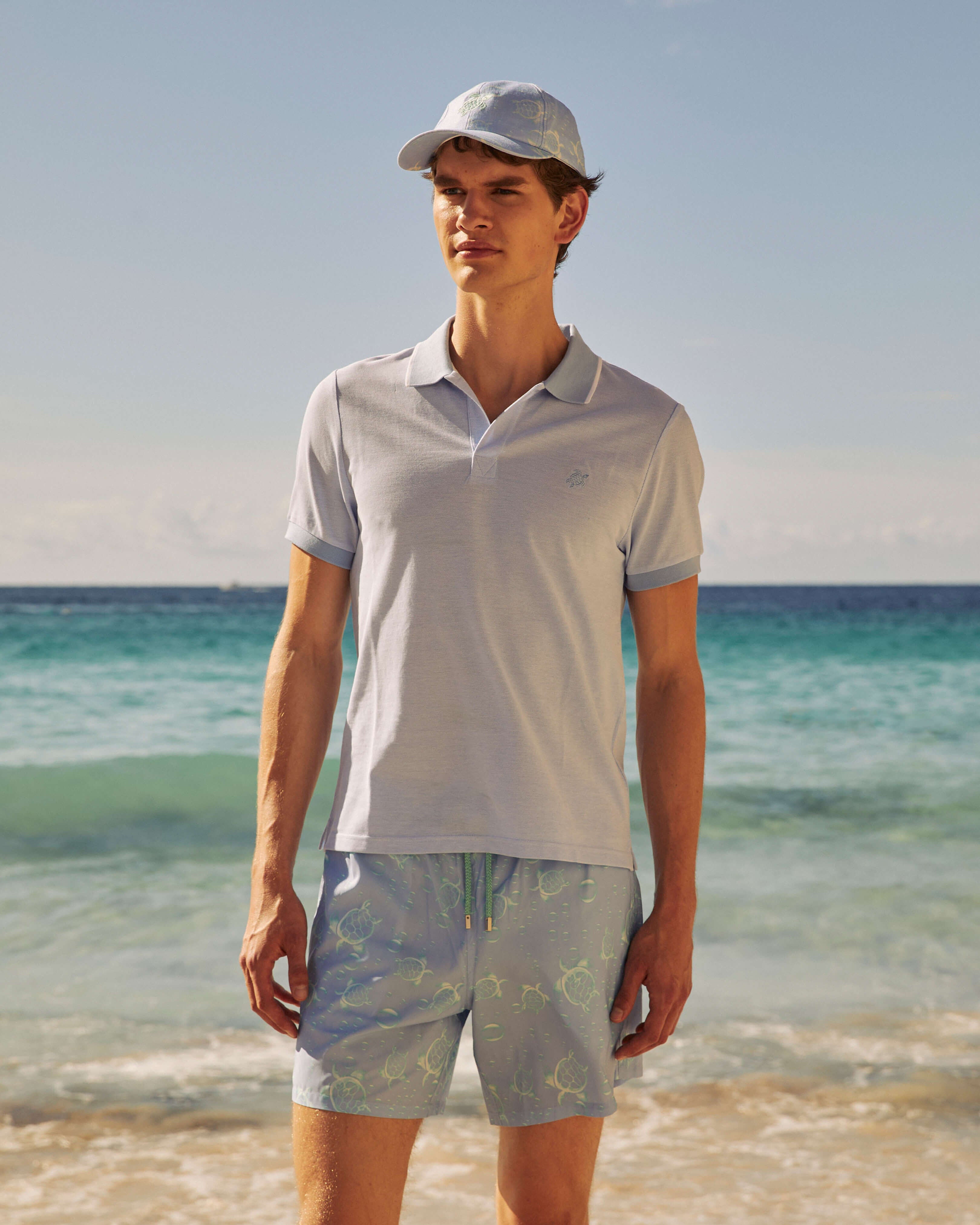 Cotton Polo Shirt Solid - Blue Cloudy / Vilebrequin US