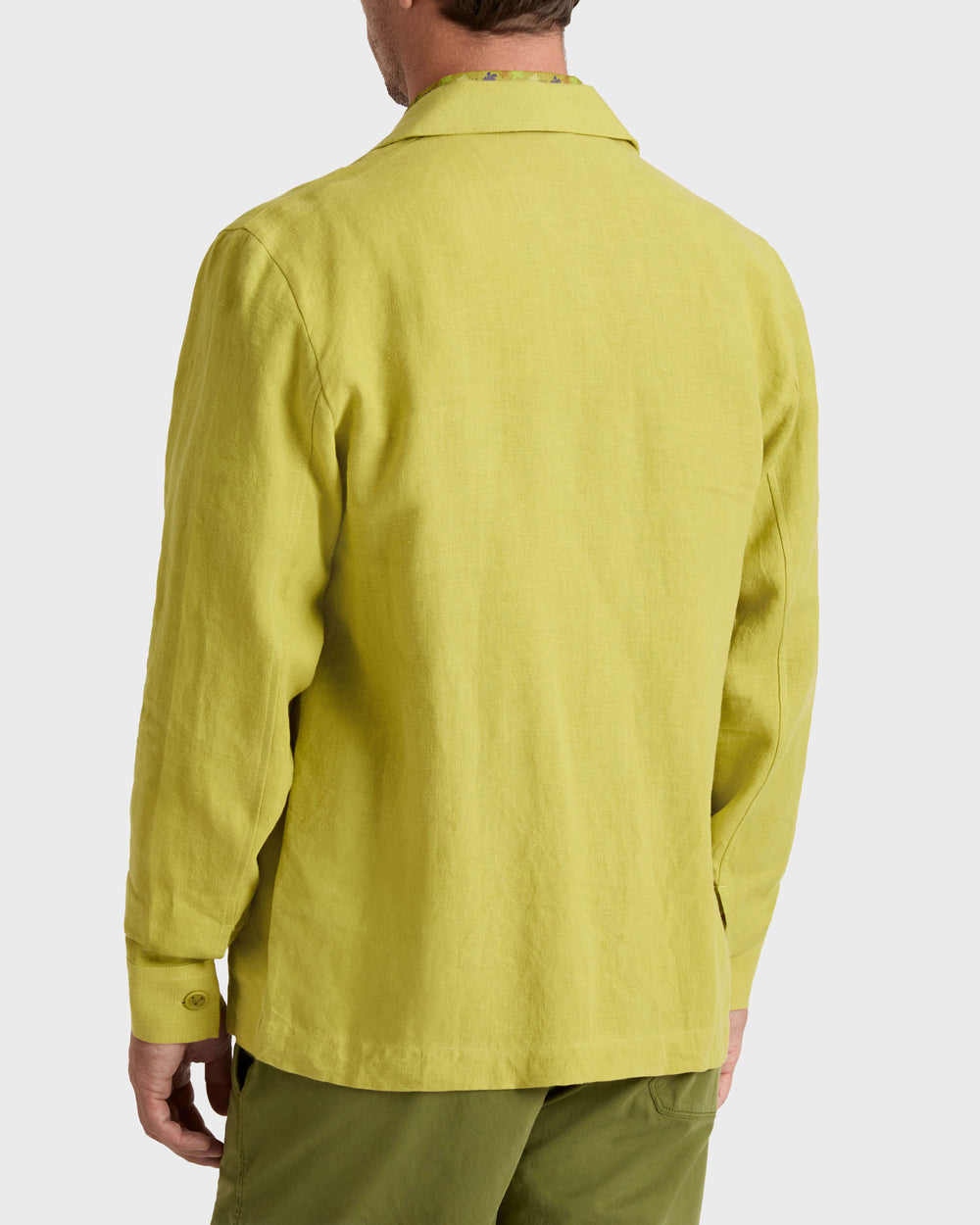 Linen Overshirt Solid - Green Wormwood / Vilebrequin On sale
