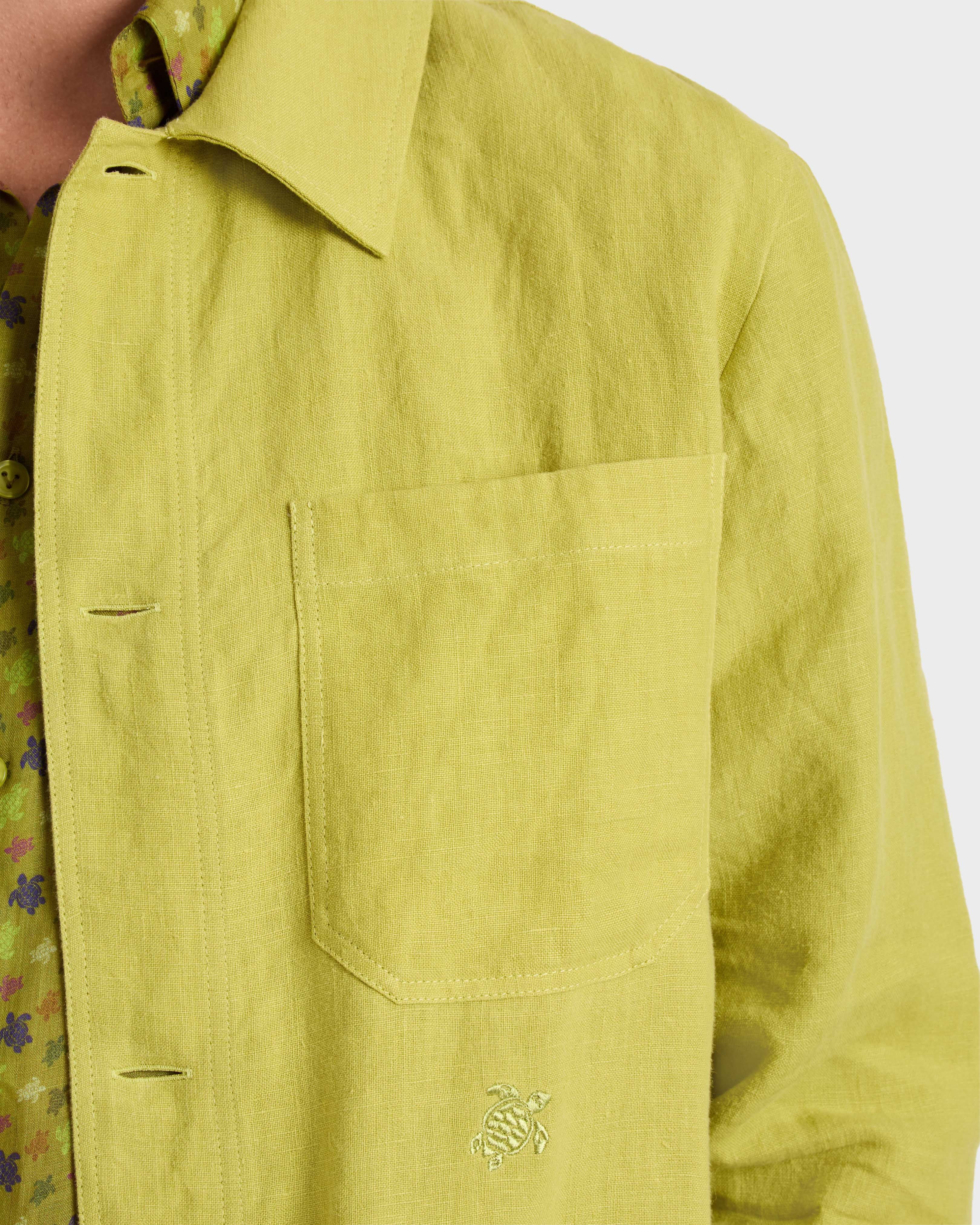 Linen Overshirt Solid - Green Wormwood / Vilebrequin On sale