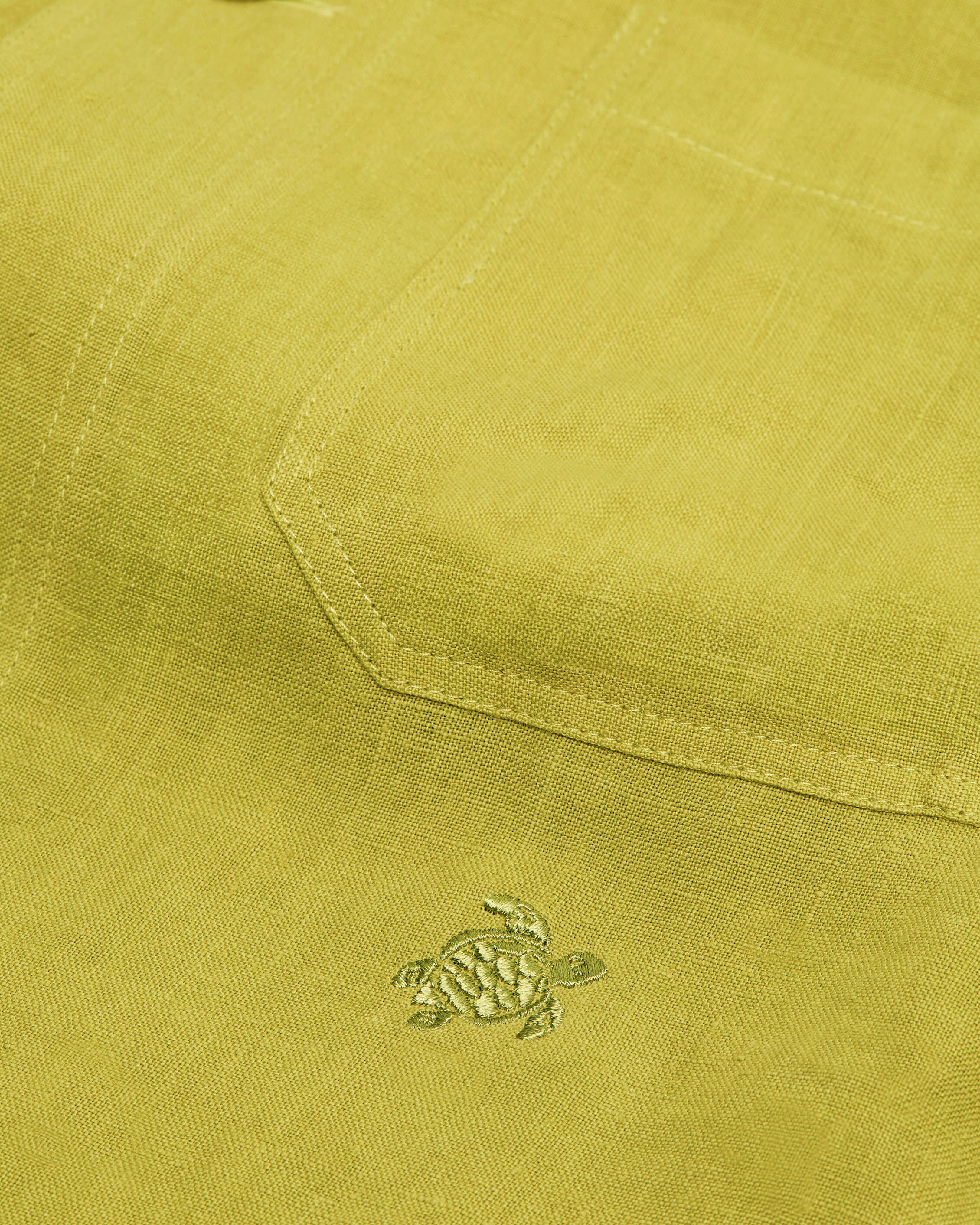 Linen Overshirt Solid - Green Wormwood / Vilebrequin On sale
