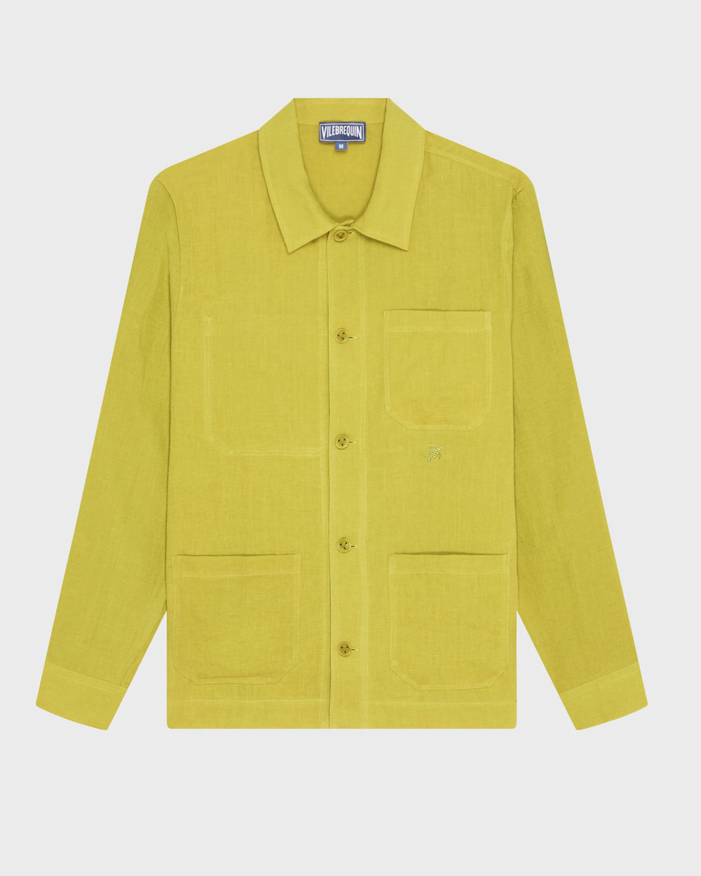 Linen Overshirt Solid - Green Wormwood / Vilebrequin On sale