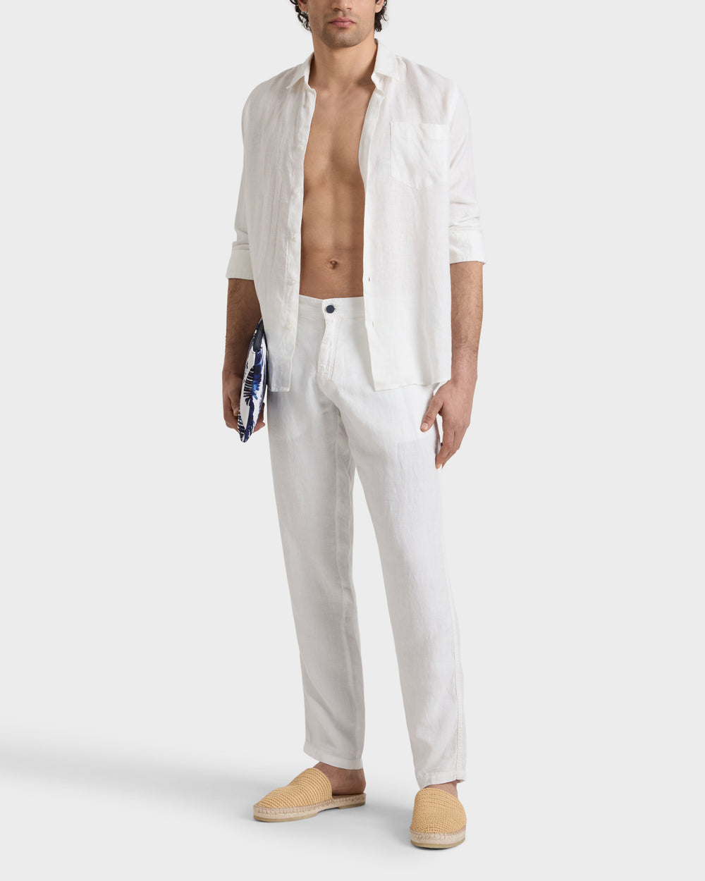 Straight Linen Pants Solid - White Pants / Vilebrequin For sale