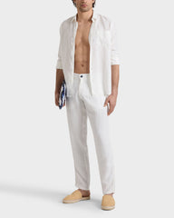 Straight Linen Pants Solid - White Pants / Vilebrequin For sale