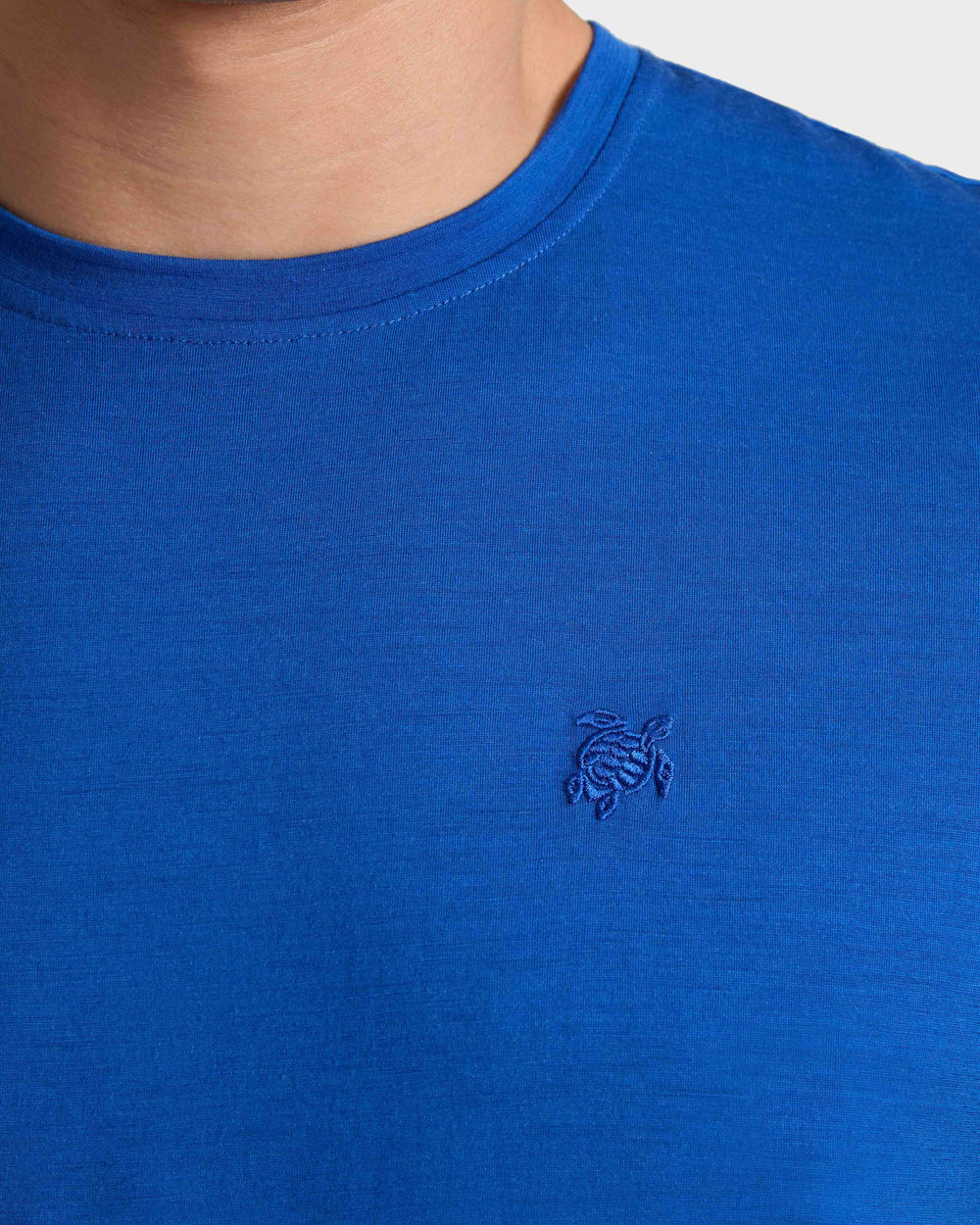 Wool T-shirt Solid - Sea blue / Vilebrequin Outlet