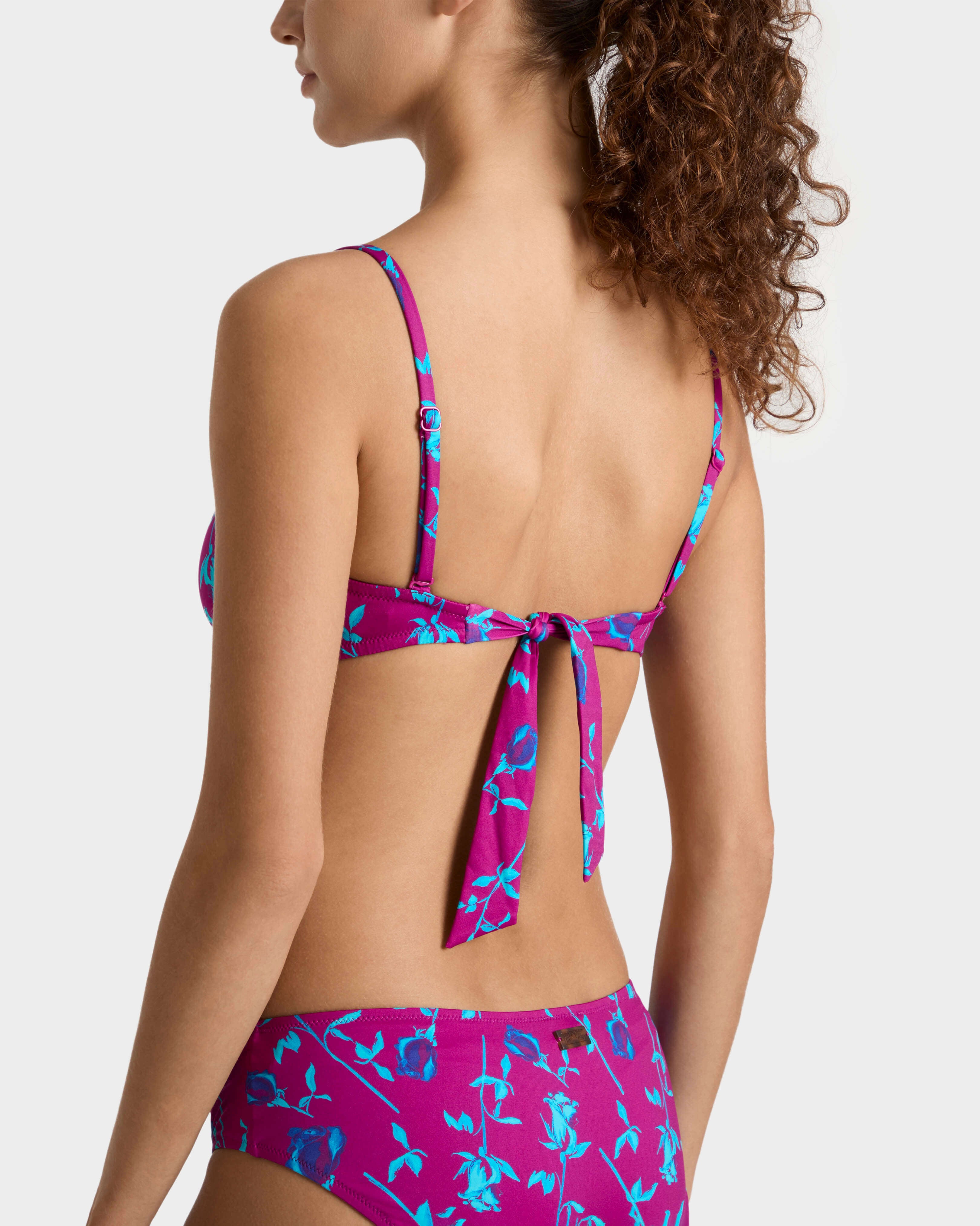 Bralette Bikini Top Roses - Red Crimson purple / Vilebrequin New
