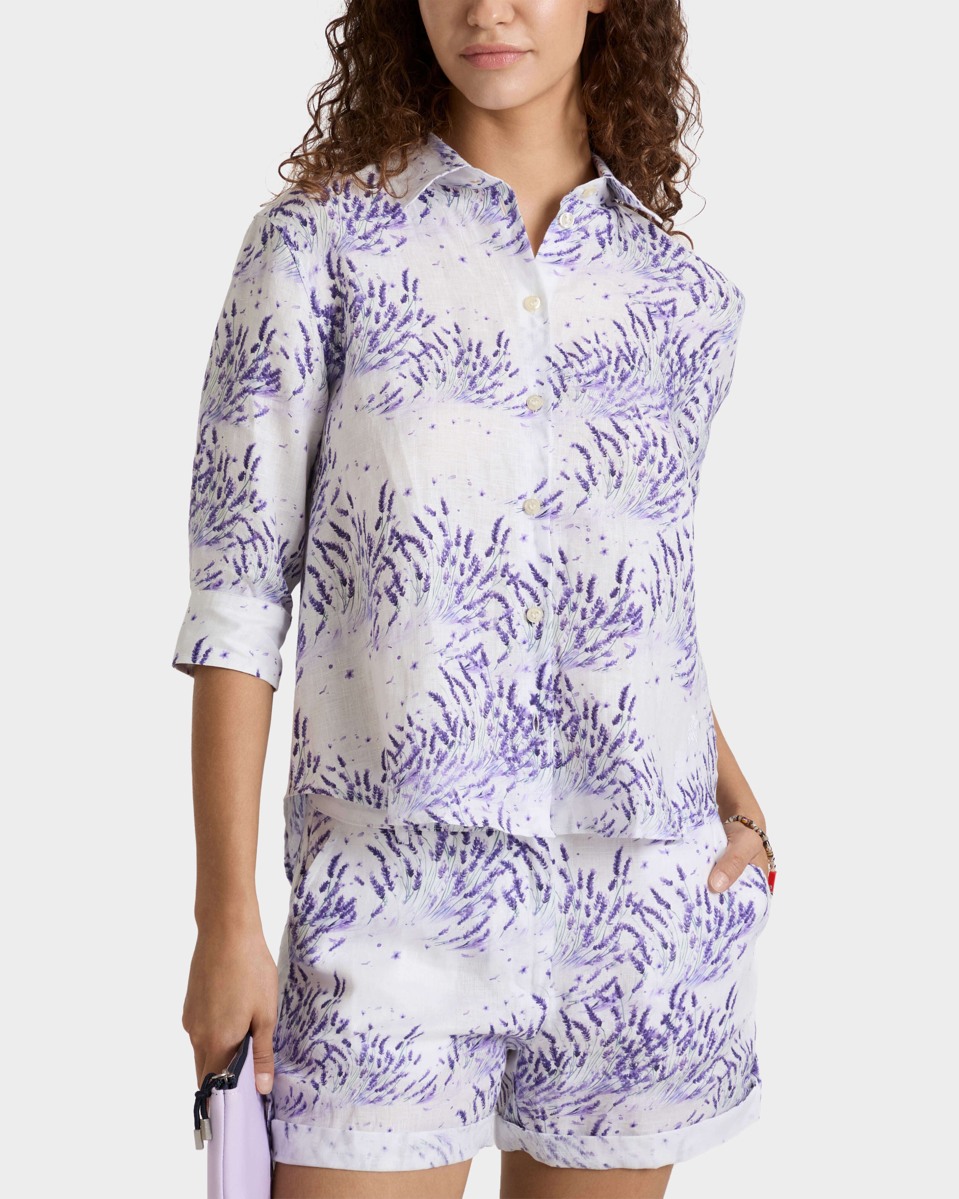 Linen Shirt Lavender - White / Vilebrequin Outlet