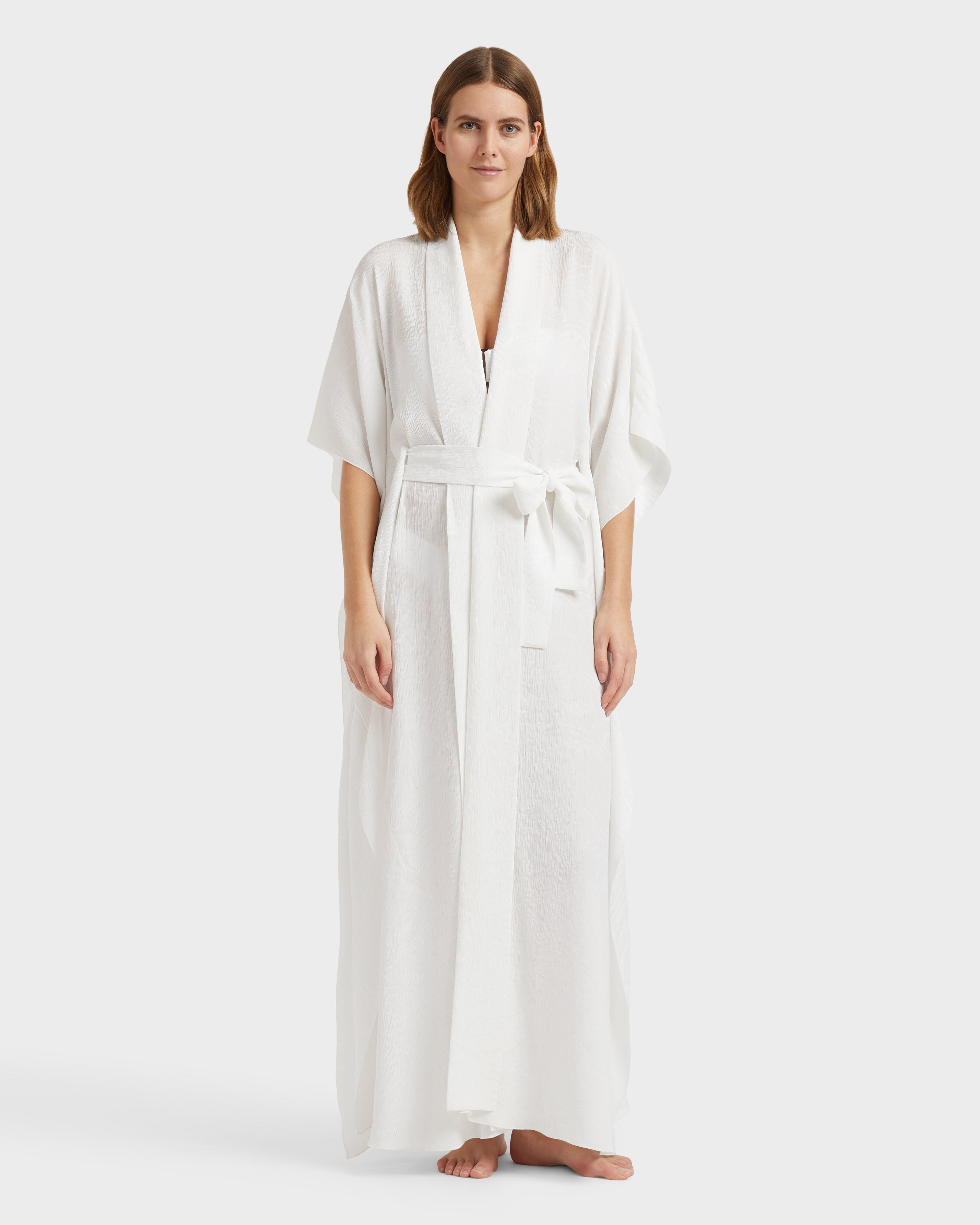 Jacquard Silk Crêpe Kimono - White / Vilebrequin Sale