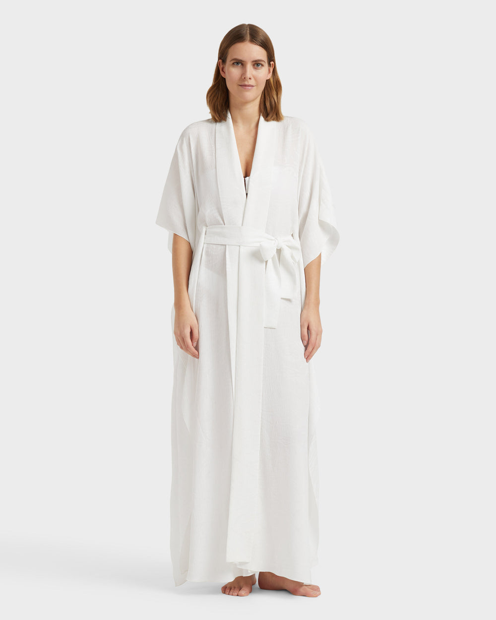 Jacquard Silk Crêpe Kimono - White / Vilebrequin Sale