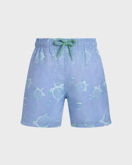 Boys Ultra-light and packable Swim Trunks Bubbles Turtles 3D - Blue Cloudy / Vilebrequin Outlet