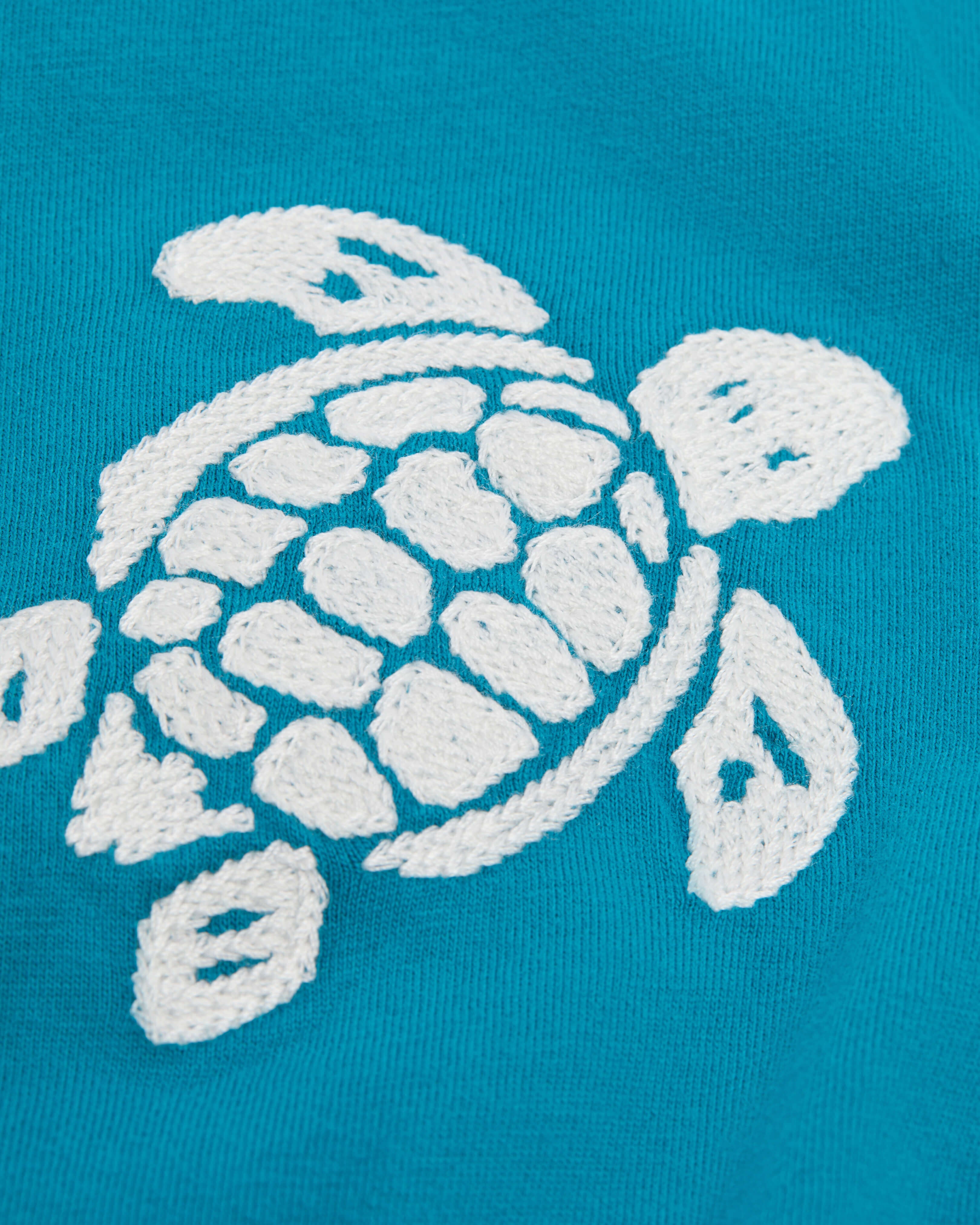 Boys Organic Cotton T-shirt Embroidered Turtle - Blue Coin coin / Vilebrequin On sale