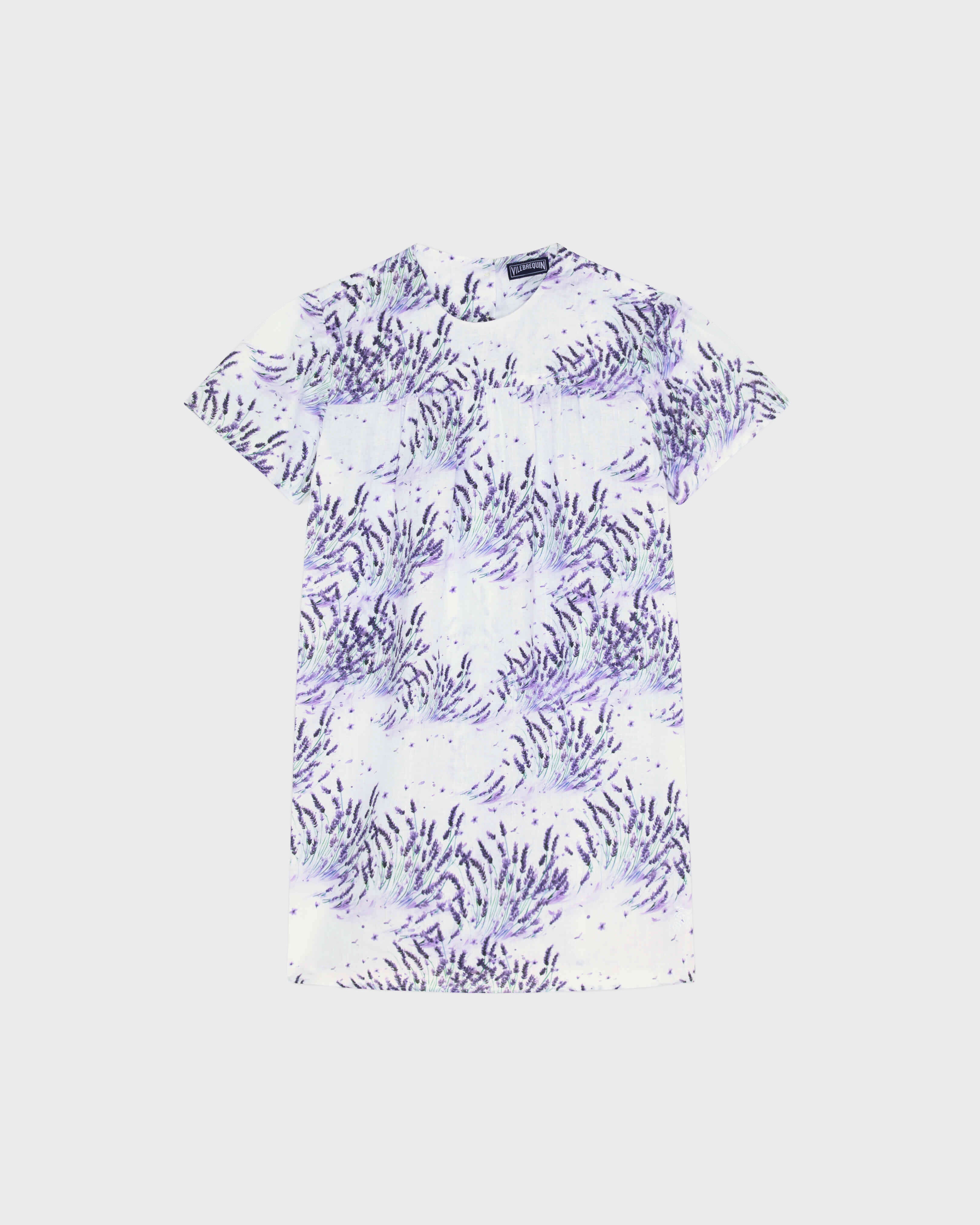 Girls Linen Dress Lavender - White / Vilebrequin Online
