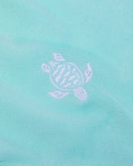 Girls Terry T-shirt Embroidered Turtle - Blue Oxygene / Vilebrequin On sale