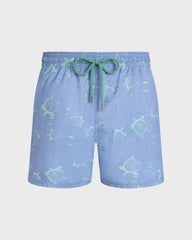 Ultra-light and packable Swim Trunks Bubbles Turtles 3D - Blue Cloudy / Vilebrequin New