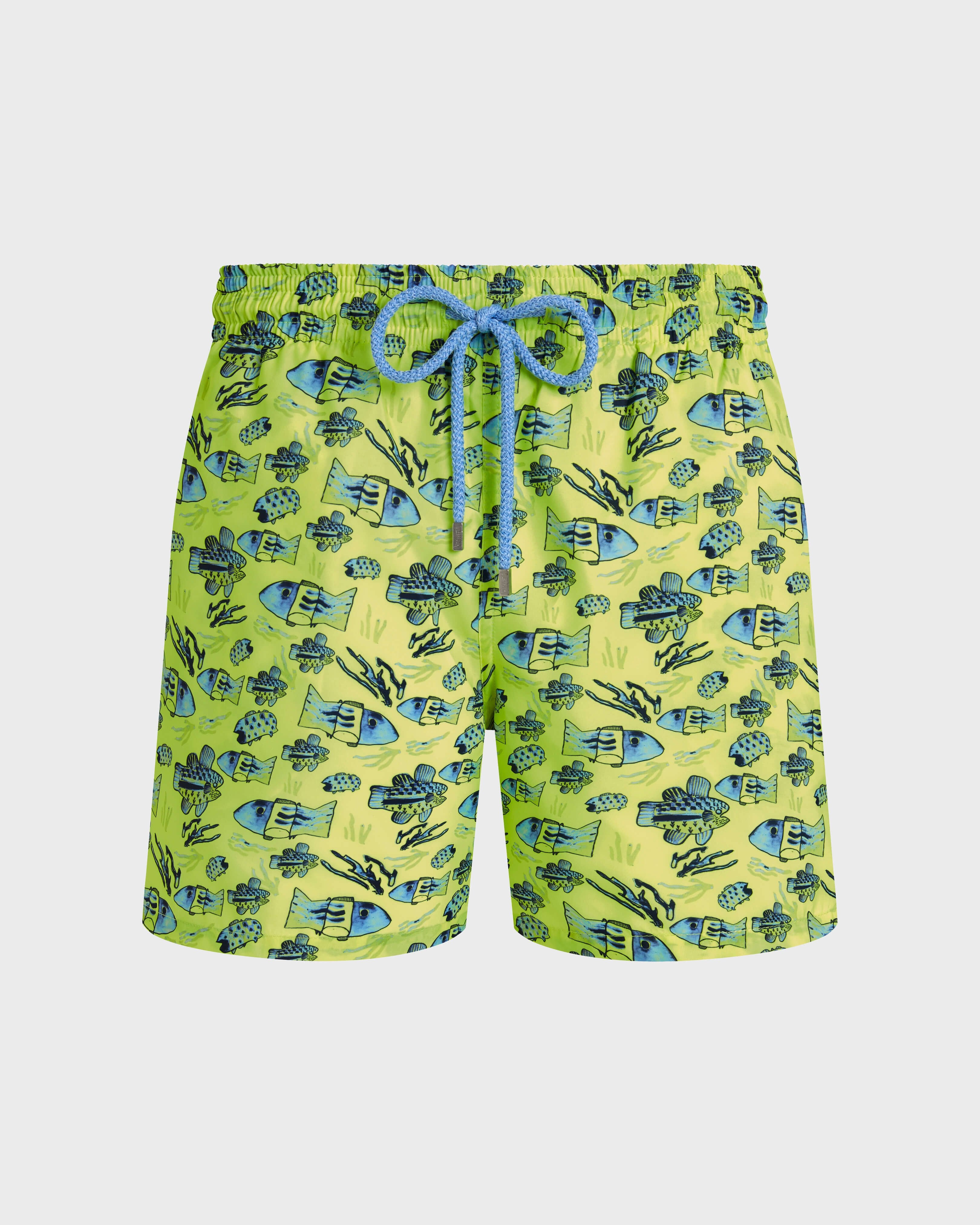 Ultra-light and packable Swim Trunks Fishies Drawing - Neon yellow / Vilebrequin Sale